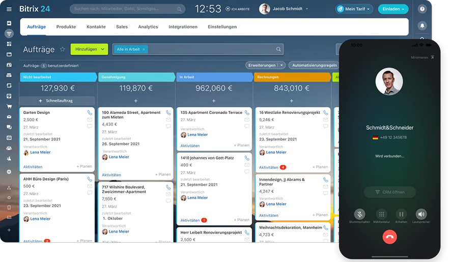 Demonstration des Dienstes auf einem Smartphone und einem Desktop